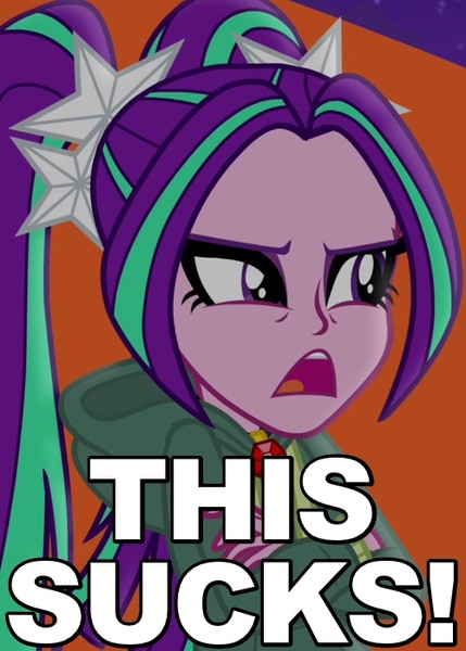 Size: 500x700 | Tagged: safe, derpibooru import, edit, edited screencap, screencap, aria blaze, equestria girls, rainbow rocks, amulet, angry, caption, clothes, hoodie, image macro, open mouth, reaction image, solo, unhappy