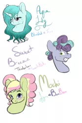 Size: 2000x3000 | Tagged: artist:farewelldecency, bust, derpibooru import, magical lesbian spawn, oc, oc:mochi, oc:sweet breeze, offspring, parent:bon bon, parent:lyra heartstrings, parent:prince blueblood, parents:bluetrix, parents:lyrabon, parents:sweetielane, parent:sweetie belle, parent:thunderlane, parent:trixie, portrait, safe, unofficial characters only