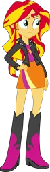 Size: 1578x5355 | Tagged: safe, artist:rupahrusyaidi, artist:sorata-daidouji, derpibooru import, sunset shimmer, equestria girls, absurd resolution, clothes, hand on hip, image, leather jacket, png, raised eyebrow, simple background, skirt, solo, transparent background, vector