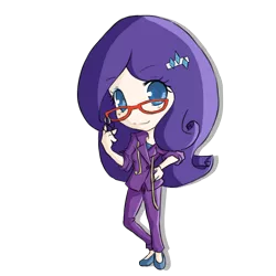 Size: 800x800 | Tagged: artist:rhamana, chibi, derpibooru import, glasses, human, humanized, measuring tape, rarity, safe, scissors, solo