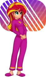 Size: 565x945 | Tagged: safe, artist:ctb-36, derpibooru import, sunset shimmer, equestria girls, rainbow rocks, clothes, cute, pajamas, shimmerbetes, slippers, solo