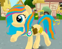 Size: 1028x815 | Tagged: safe, derpibooru import, oc, oc:golden gates, unofficial characters only, 3d, babscon, babscon mascots, headphones, legends of equestria, saddle bag, solo