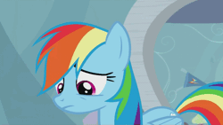 Size: 500x281 | Tagged: animated, derpibooru import, discovery family, discovery family logo, evil grin, faic, rainbow dash, rainbow grinch, rubbing hooves, safe, screencap, smiling, solo, tanks for the memories, the grinch
