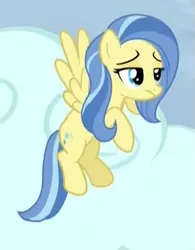 Size: 415x533 | Tagged: safe, derpibooru import, screencap, sunshower, pegasus, pony, tanks for the memories, background pony, cropped, female, flying, mare, solo