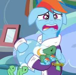 Size: 1093x1077 | Tagged: safe, derpibooru import, screencap, rainbow dash, tank, pegasus, pony, tanks for the memories, bathrobe, clothes, crying, cute, dashabetes, dashie slippers, depression dash, exploitable, female, floppy ears, frown, hug, mare, open mouth, sad, sitting, slippers, tank slippers