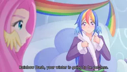 Size: 1280x720 | Tagged: safe, artist:jonfawkes, derpibooru import, fluttershy, rainbow dash, human, tanks for the memories, anime, clothes, crying, cute, dashabetes, humanized, robe, scene interpretation, wing ears