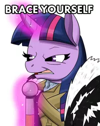 Size: 800x1000 | Tagged: artist:sonikku001, derpibooru import, game of thrones, meme, parody, safe, solo, tanks for the memories, twilight sparkle, twilight starkle, winter is coming