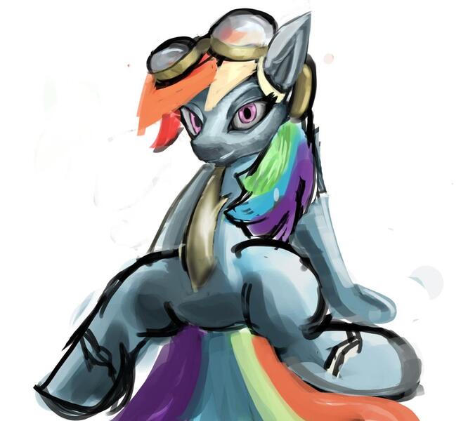 Size: 1023x921 | Tagged: artist:elisa, derpibooru import, goggles, rainbow dash, safe, solo, wonderbolts uniform