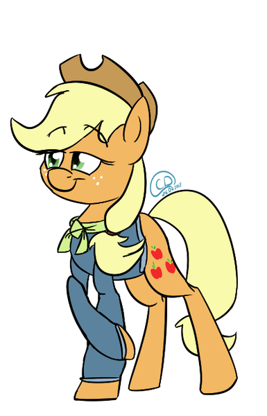 Size: 420x655 | Tagged: safe, artist:chibadeer, derpibooru import, applejack, tanks for the memories, clothes, coat, jacket, neckerchief, simple background, solo