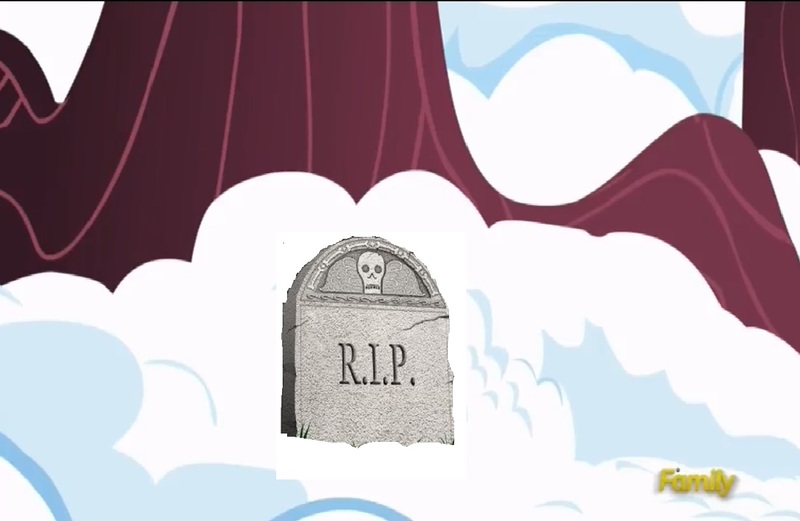 Size: 1254x816 | Tagged: safe, derpibooru import, edit, screencap, tanks for the memories, gravestone, implied death