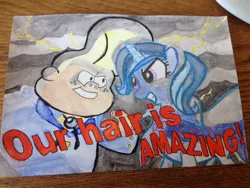 Size: 1280x960 | Tagged: safe, artist:willdrawforfood1, derpibooru import, trixie, pony, unicorn, crossover, female, gideon gleeful, gravity falls, mare, photo, traditional art