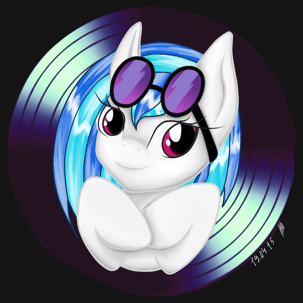 Size: 1320x1320 | Tagged: safe, artist:peppermintgraph, derpibooru import, vinyl scratch, pony, unicorn, cute, female, hooves, horn, looking at you, mare, portrait, smiling, solo, sunglasses