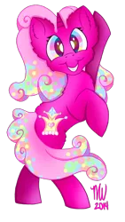 Size: 454x807 | Tagged: safe, artist:mychelle, derpibooru import, oc, oc:glitter queenie, unofficial characters only, pony, unicorn, bipedal, solo