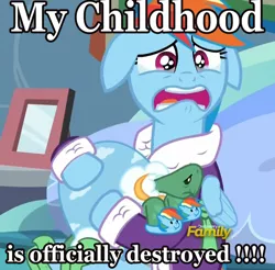 Size: 1093x1077 | Tagged: clothes, crying, dashie slippers, depression dash, derpibooru import, meme, open mouth, rainbow dash, reaction image, sad, safe, screencap, tank, tanks for the memories, tank slippers
