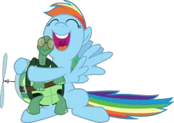 Size: 6000x4254 | Tagged: safe, artist:magister39, derpibooru import, rainbow dash, tank, tanks for the memories, absurd resolution, cute, dashabetes, eyes closed, goggles, happy, hat, hug, nose in the air, open mouth, propeller hat, simple background, smiling, spread wings, transparent background, uvula, vector