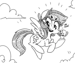 Size: 1000x843 | Tagged: artist:xieril, beanbrows, derpibooru import, monochrome, pregnant, rainbow dash, safe, solo, trophy