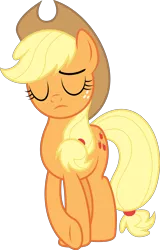 Size: 6000x9359 | Tagged: safe, artist:dasprid, derpibooru import, applejack, earth pony, pony, tanks for the memories, absurd resolution, applejack cries on the inside, crying inside, sad, simple background, solo, transparent background, vector