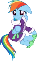 Size: 6045x10001 | Tagged: absurd resolution, artist:salemcat, bathrobe, clothes, crying, derpibooru import, rainbow dash, rainbow dash always dresses in style, safe, simple background, solo, tanks for the memories, tank slippers, transparent background, vector