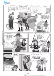 Size: 1200x1697 | Tagged: anthro, applejack, artist:pia-sama, belly button, black lagoon, breasts, clothes, comic, comic:rogue diamond, derpibooru import, female, fluttershy, height difference, implied pinkie pie, midriff, monochrome, older, older spike, plantigrade anthro, rainbow dash, revy dash, safe, sandals, size difference, spike, sweater, sweatershy, tall, tanktop