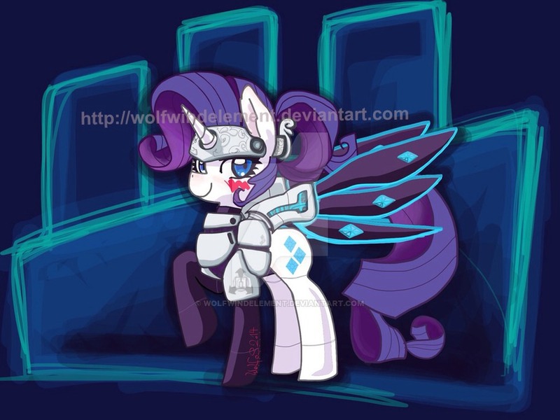 Size: 900x675 | Tagged: safe, artist:wolfwindelement, derpibooru import, rarity, cyborg, mlt, mylittletravel, solo