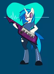 Size: 3112x4272 | Tagged: safe, artist:rubbermage, derpibooru import, vinyl scratch, anthro, boots, clothes, keytar, musical instrument, off shoulder