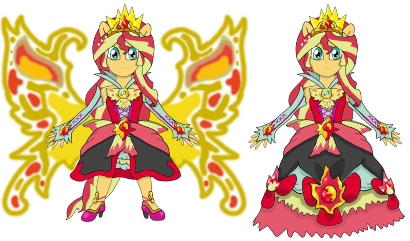 Size: 1024x601 | Tagged: safe, artist:pokecure123, derpibooru import, sunset shimmer, equestria girls, beautiful, clothes, dress, hilarious in hindsight, magical girl, magical sunset-chan, precure, sunset phoenix