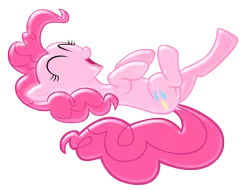 Size: 2000x1520 | Tagged: artist:jaelachan, artist:nollaig, derpibooru import, giggling, on back, pinkie pie, rubber, safe, simple background, solo, transparent background, vector