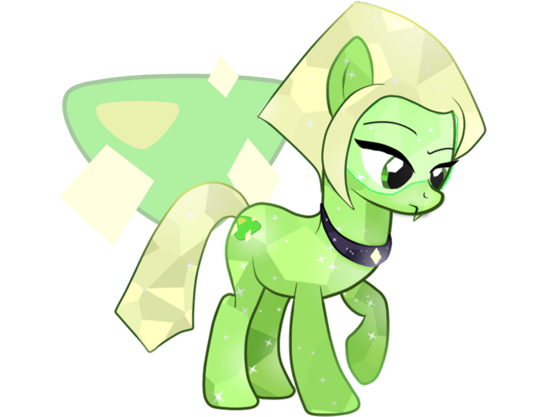 Size: 1184x921 | Tagged: safe, artist:mikotonui, artist:noerusan, derpibooru import, ponified, crystal pony, pony, crossover, crystal gems, my little pony, peridot (steven universe), solo, steven universe