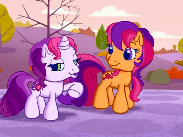 Size: 640x480 | Tagged: cutie mark, derpibooru import, g3.5, safe, scootaloo, screencap, sweetie belle, sweetie derp, twinkle wish adventure