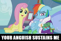 Size: 500x340 | Tagged: bathrobe, clothes, dashie slippers, derpibooru import, family guy, fluttershy, rainbow dash, robe, safe, screencap, stewie griffin, tank, tanks for the memories, tank slippers