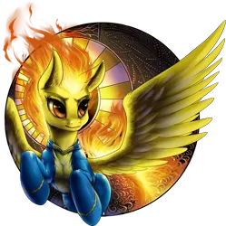 Size: 900x904 | Tagged: artist:aphexangel, ask stalkerloo, derpibooru import, mane of fire, safe, simple background, solo, spitfiery, spitfire, transparent background, wonderbolts uniform