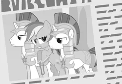 Size: 1280x874 | Tagged: arrested, artist:dm29, bad end, censored, censored cutie mark, cuffs, derpibooru import, justice, manacles, newspaper, pixelated, rainbow dash, reality ensues, royal guard, safe, tanks for the memories, trio