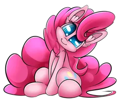 Size: 2700x2200 | Tagged: safe, artist:madacon, derpibooru import, pinkie pie, earth pony, pony, cute, diapinkes, female, head tilt, looking at you, mare, simple background, sitting, smiling, solo, transparent background