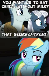 Size: 925x1440 | Tagged: derpibooru import, equalized mane, exploitable meme, image macro, lip bite, meme, night glider, party favor, rainbow dash, raised eyebrow, safe, screencap, that seems extreme, the cutie map