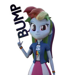 Size: 1000x1000 | Tagged: safe, alternate version, artist:3d thread, artist:creatorofpony, derpibooru import, rainbow dash, equestria girls, /mlp/, 3d, 3d model, blender, bump, clothes, shirt, simple background, skirt, solo, transparent background, wristband