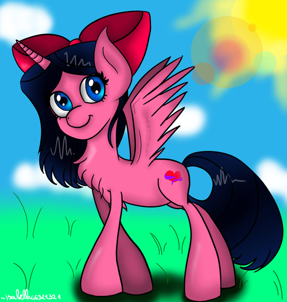 Size: 2000x2100 | Tagged: safe, artist:isabella46321321, derpibooru import, ponified, alicorn, pony, alicorn oc, crossover, isabella garcia shapiro, phineas and ferb, ribbon, solo