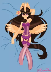 Size: 1024x1448 | Tagged: alicorn, alicorn oc, anthro, armpits, artist:sixteenpluskawaiimae, clothes, derpibooru import, lingerie, nail polish, oc, oc:spring beauty, panties, suggestive, underwear, unofficial characters only