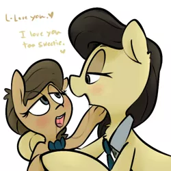 Size: 600x600 | Tagged: suggestive, artist:whydomenhavenipples, derpibooru import, oc, unofficial characters only, pony, blushing, dialogue, drool, drool string, female, filly, foalcon, incest, kissing, lesbian, looking at each other, mare, mare on filly, mother and daughter, necktie, sloppy kissing