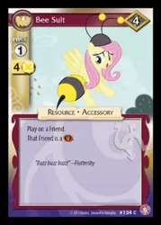 Size: 640x893 | Tagged: absolute discord, animal costume, bee costume, beekini, card, ccg, clothes, costume, derpibooru import, enterplay, flutterbee, fluttershy, safe