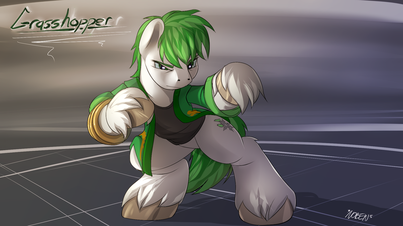 Size: 1920x1080 | Tagged: artist:noben, come at me bro, derpibooru import, fighting stance, hung gar, neighpon, neighponese, ninja, oc, oc:grasshopper, safe, solo, unofficial characters only, unshorn fetlocks