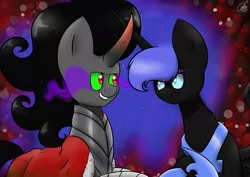 Size: 7016x4961 | Tagged: safe, artist:lrusu, derpibooru import, king sombra, nightmare moon, princess luna, absurd resolution, big ears, faic, female, lumbra, male, shipping, solo, sombramoon, straight, woll smoth