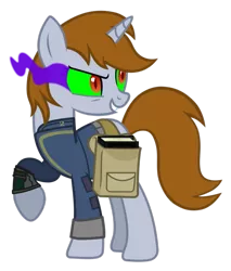 Size: 825x968 | Tagged: safe, artist:aborrozakale, derpibooru import, oc, oc:littlepip, unofficial characters only, pony, unicorn, fallout equestria, fanfic, black book, clothes, dark magic, fanfic art, female, magic, mare, pipbuck, possessed, saddle bag, simple background, solo, sombra eyes, transparent background, vault suit, xk-class end-of-the-world scenario