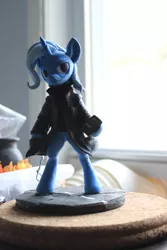 Size: 1280x1920 | Tagged: safe, artist:dustysculptures, derpibooru import, trixie, pony, aiden pearce, bipedal, clothes, crossover, sculpture, trenchcoat, watch dogs