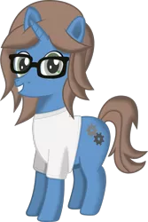 Size: 771x1151 | Tagged: safe, artist:techarmsbu, derpibooru import, oc, oc:versatile gears, unofficial characters only, pony, unicorn, clothes, glasses, male, shirt, simple background, solo, stallion, transparent background