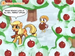 Size: 950x713 | Tagged: animal crossing, animal crossing: new leaf, apple, applejack, artist:lumineko, crossover, derpibooru import, explicit source, patreon, safe, snow, tree