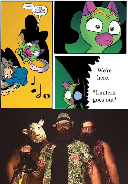 Size: 712x1024 | Tagged: bray wyatt, cheerilee, crossover, derpibooru import, erick rowan, luke harper, safe, spoiler:comic, spoiler:comic29, surprise entrance meme, wwe, wyatt family