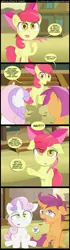 Size: 900x3225 | Tagged: apple bloom, appleoosa's most wanted, artist:coltsteelstallion, blank flank, bubble, comic, cutie mark crusaders, derp, derpibooru import, drunk, drunkaloo, drunk bubbles, drunker belle, drunkie belle, hilarity ensues, implied troubleshoes, safe, scootaloo, sweetie belle, that escalated quickly, this will end in tears and/or death and/or covered in tree sap, tower of pimps, underaged drinking