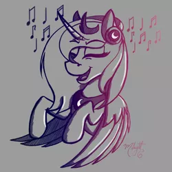 Size: 700x700 | Tagged: artist:midnightsix3, derpibooru import, headphones, lunadoodle, music, music notes, nightwish, princess luna, safe, solo