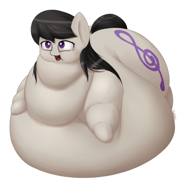 Size: 4000x4000 | Tagged: artist:php33, backwards cutie mark, derpibooru import, fat, fatavia, hungry, immobile, morbidly obese, obese, octavia melody, questionable, simple background, solo, transparent background, weight gain