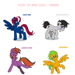 Size: 3500x3500 | Tagged: safe, artist:edowaado, derpibooru import, oc, unofficial characters only, pegasus, pony, unicorn, blushing, give away, glasses